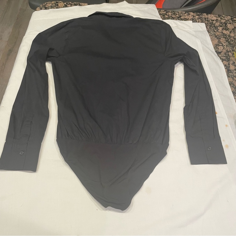 Venus Black Button Down Hidden Button Bodysuit 10 - image 8